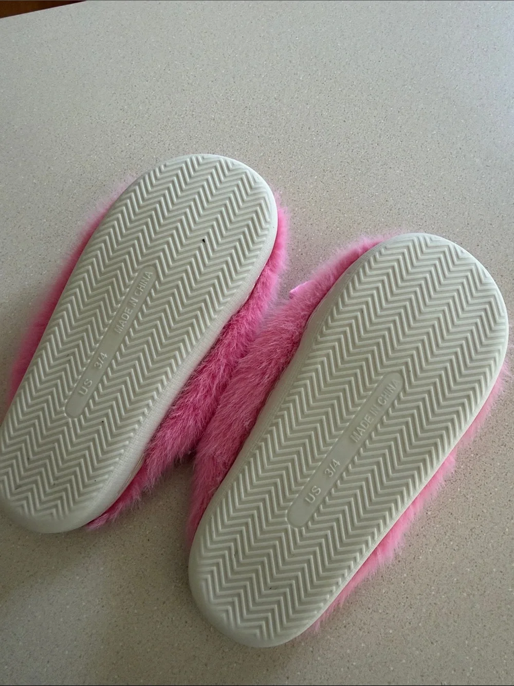 Girls Pink Bow Fuzzy Slippers - Cozy Plush Indoor Shoes